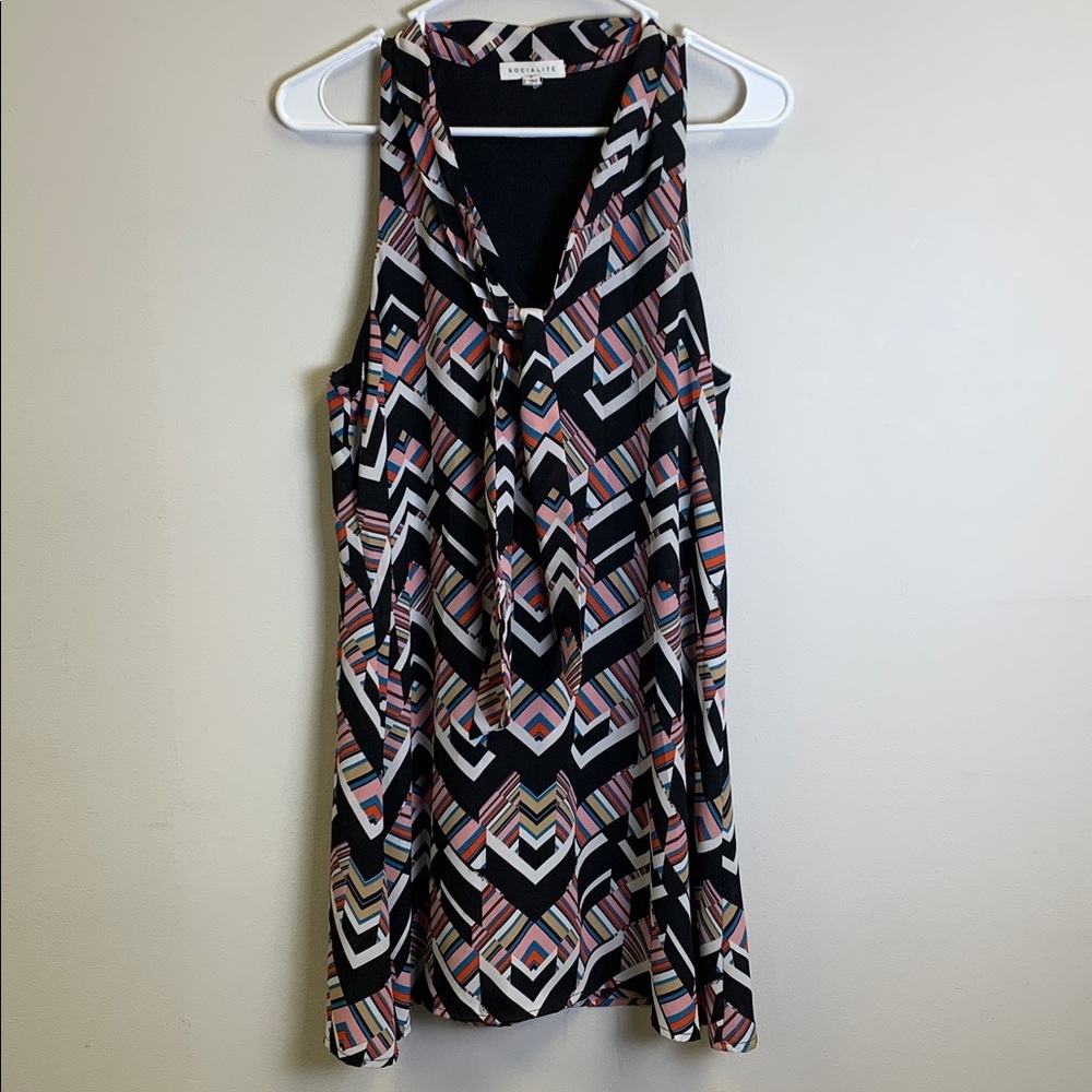 Socialite Black and Pink Patterned Mini Dress